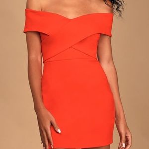 Lulus Red Off-The-Shoulder Bodycon Dress